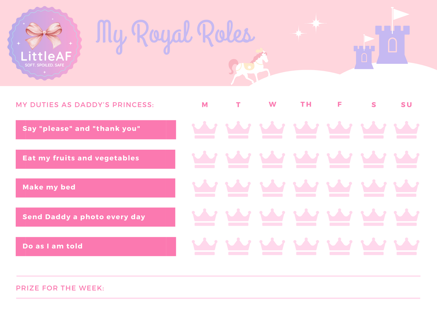 π Freebie β Royal Princess Rewards Chart